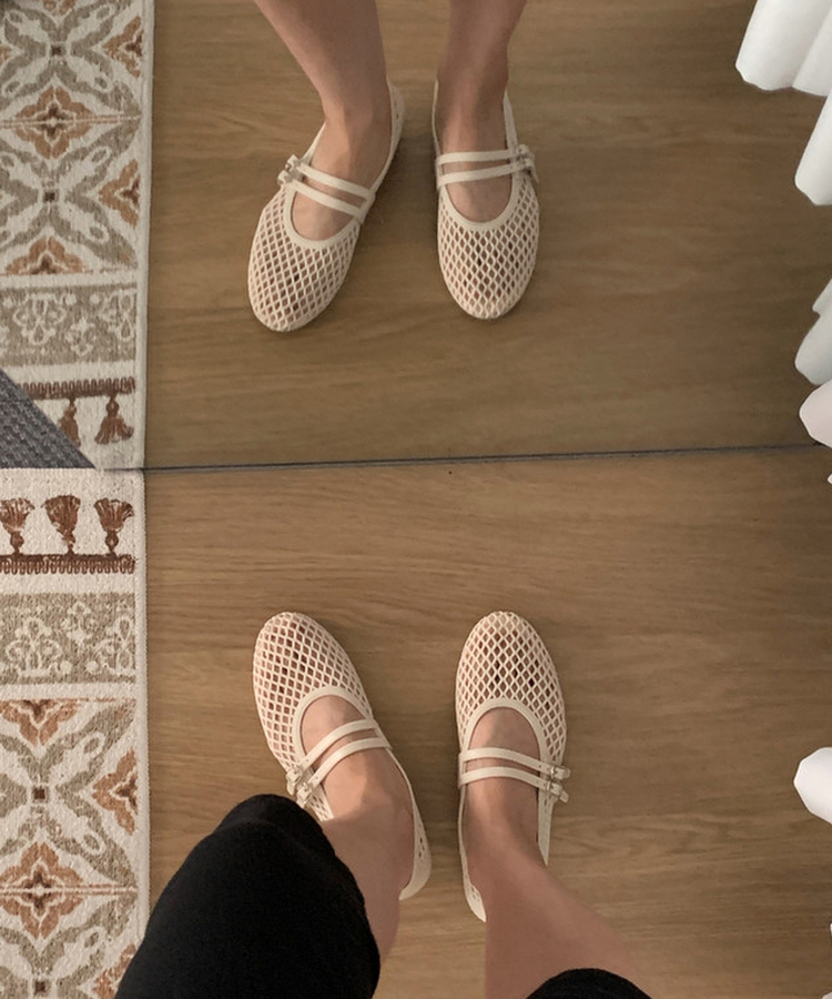 メッシュメリージェーンフラットシューズ BEIGE