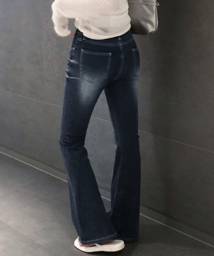 쿨링원단으로 시원하고 가벼운에어쿨 로우라이즈 캣워싱 부츠컷 썸머 데님팬츠 딥블루