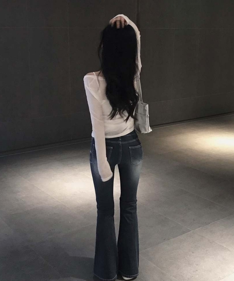 쿨링원단으로 시원하고 가벼운에어쿨 로우라이즈 캣워싱 부츠컷 썸머 데님팬츠 딥블루