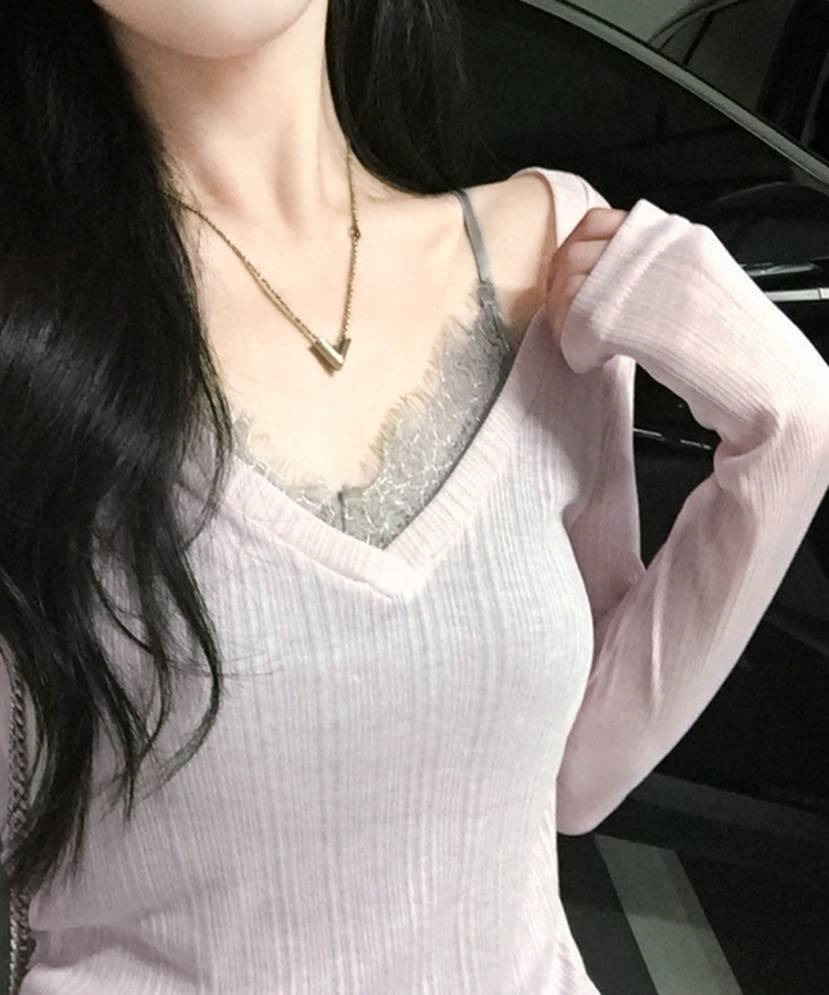 속옷없이 간편하게 입는멀티 레이스 레이어드 캡내장 나시 슬리브리스 그레이