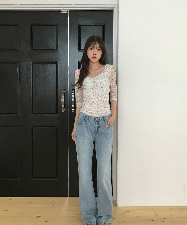【丈別】ローライズブーツカットデニムパンツ LIGHT BLUE