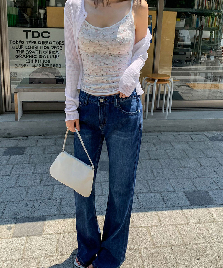 【丈別】ローライズブーツカットデニムパンツ DEEP DENIM