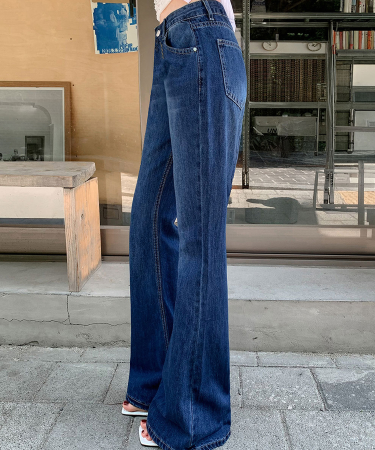 【丈別】ローライズブーツカットデニムパンツ DEEP DENIM