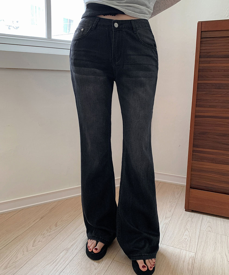 【丈別】ローライズブーツカットデニムパンツ BLACK DENIM