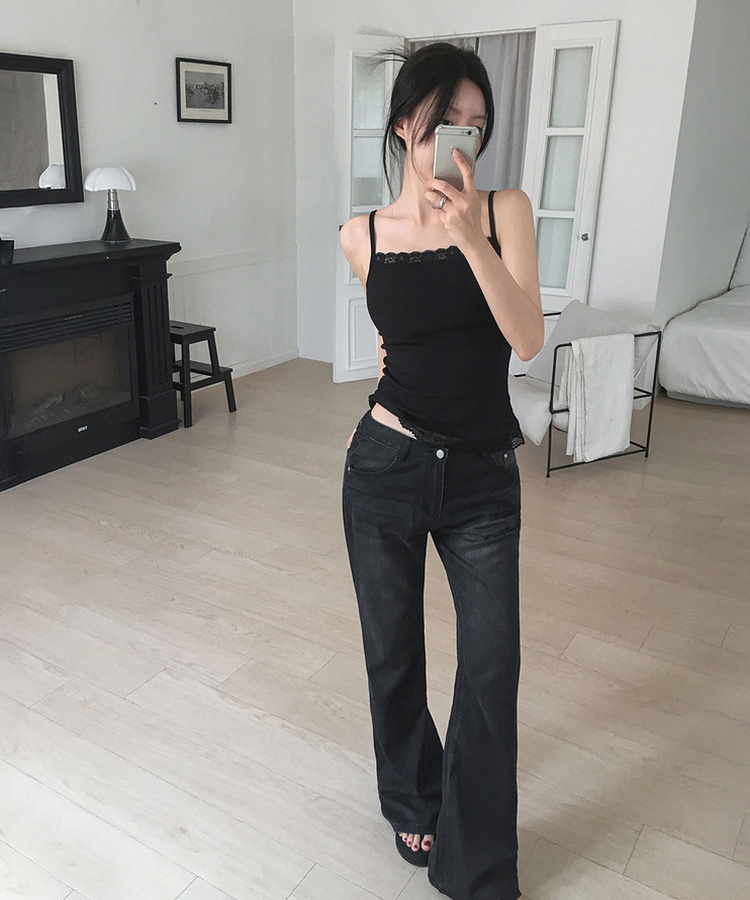 【丈別】ローライズブーツカットデニムパンツ BLACK DENIM