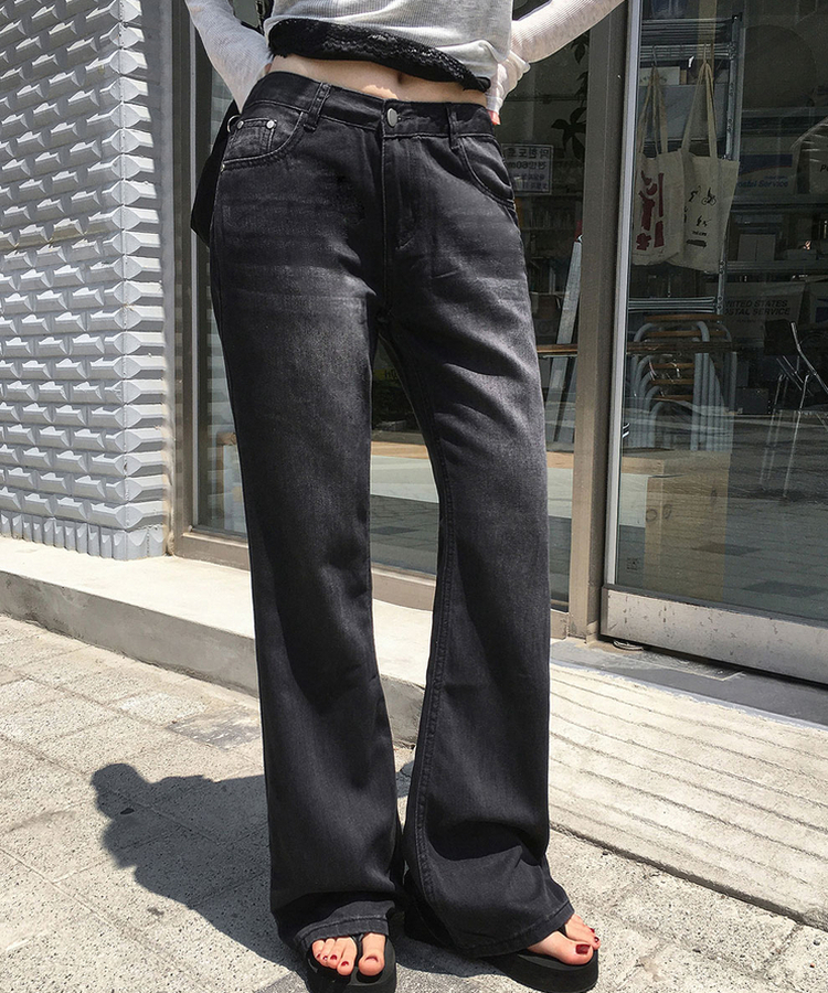 【丈別】ローライズブーツカットデニムパンツ BLACK DENIM