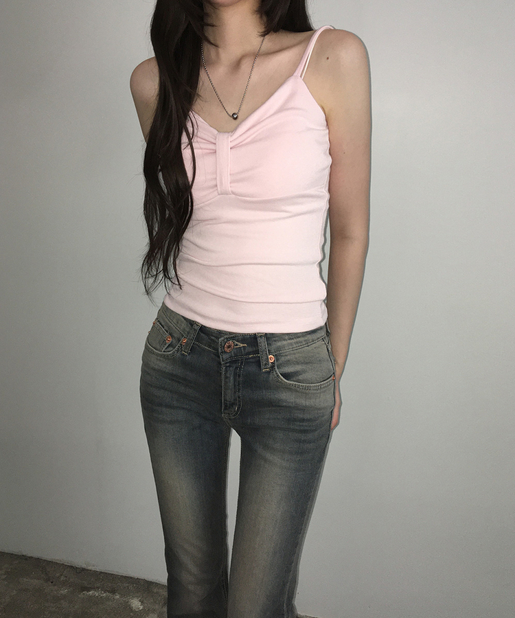 ハートリボンスリムストラップキャミソール(6color) PINK