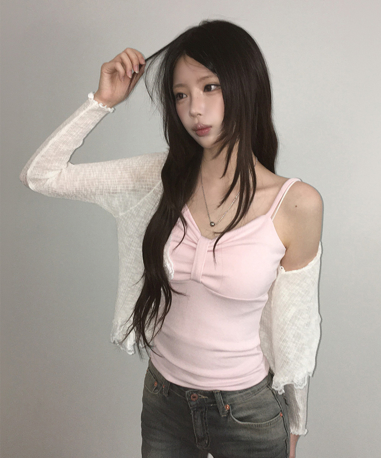 ハートリボンスリムストラップキャミソール(6color) PINK
