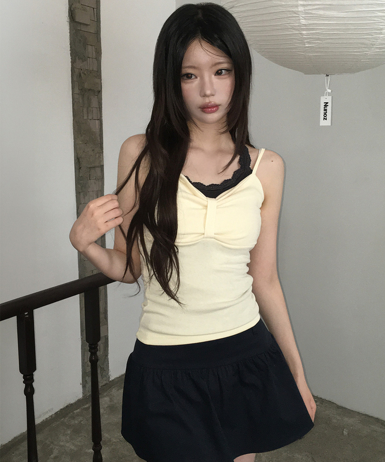 ハートリボンスリムストラップキャミソール(6color) YELLOW