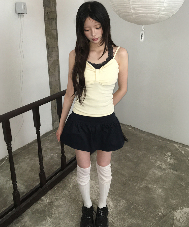 ハートリボンスリムストラップキャミソール(6color) YELLOW