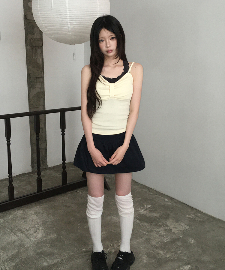 ハートリボンスリムストラップキャミソール(6color) YELLOW