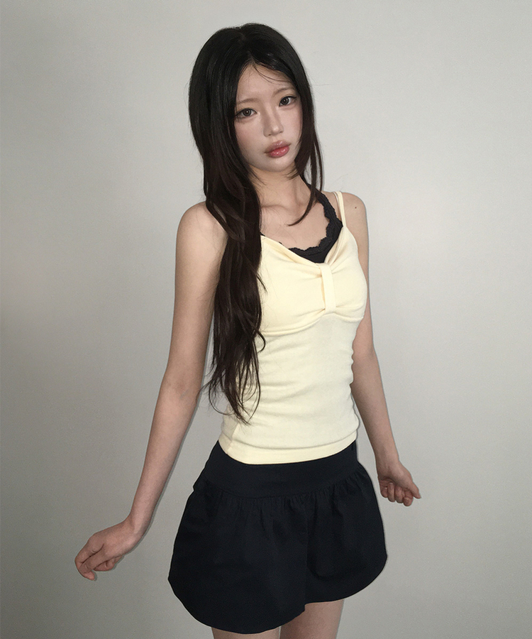 ハートリボンスリムストラップキャミソール(6color) YELLOW