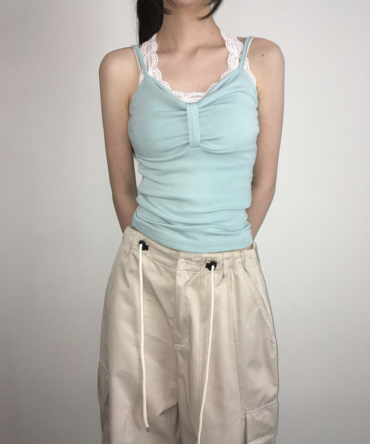 ハートリボンスリムストラップキャミソール(6color) MINT