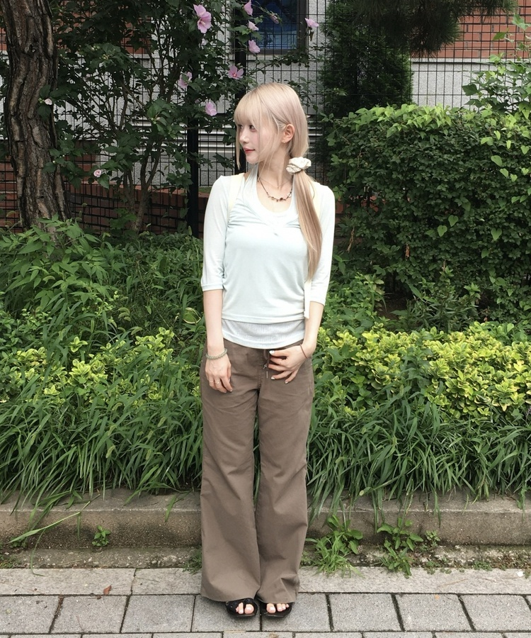 ブーツカットリブパンツ KHAKI