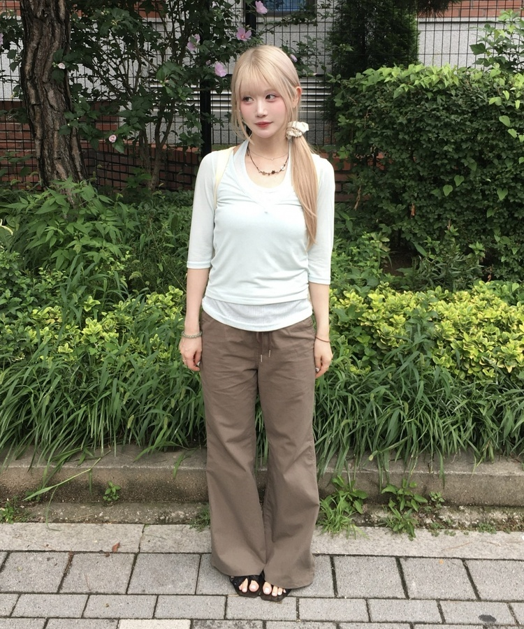 ブーツカットリブパンツ KHAKI