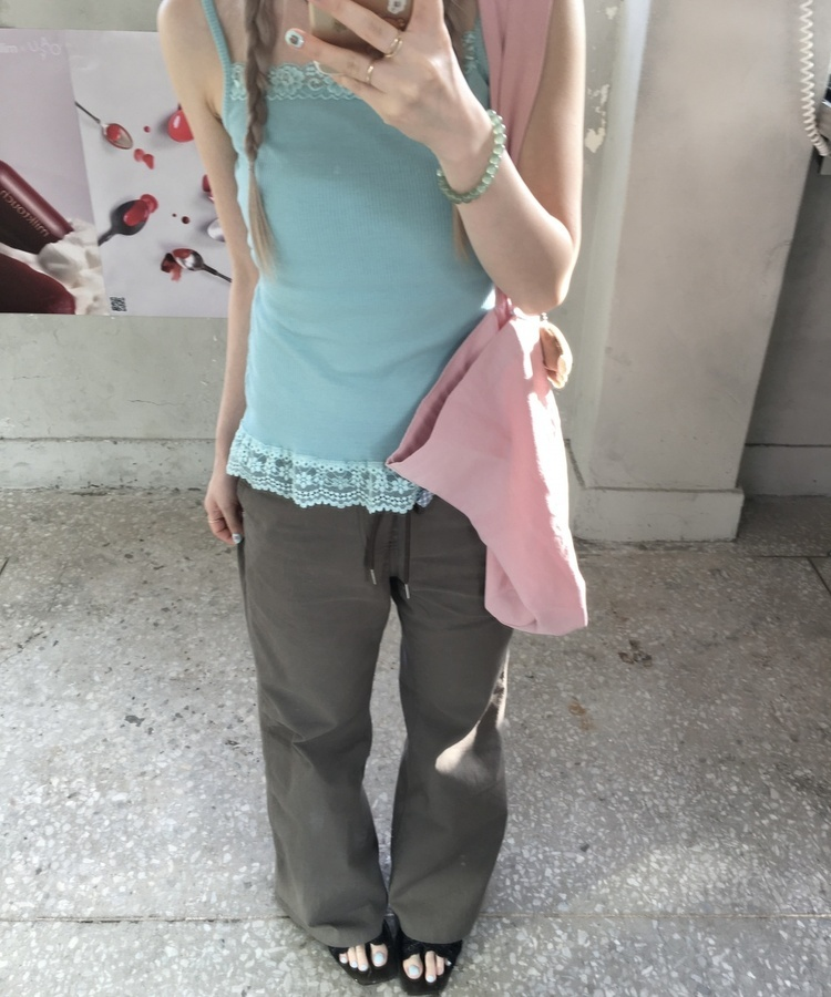 ブーツカットリブパンツ KHAKI
