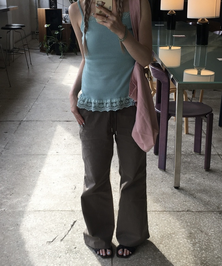 ブーツカットリブパンツ KHAKI