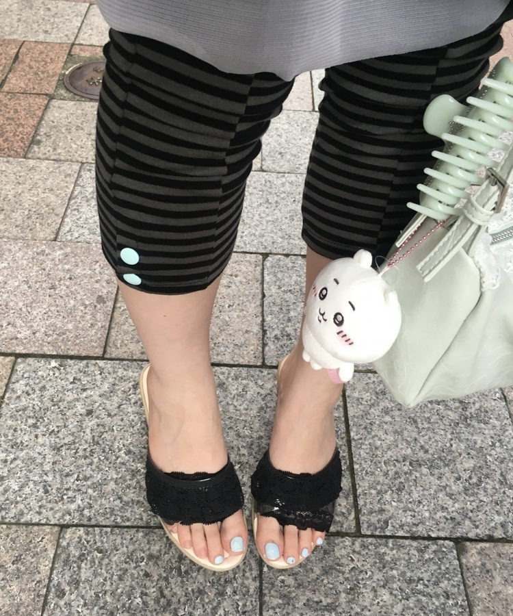 스트라이프 레깅스 팬츠 블랙