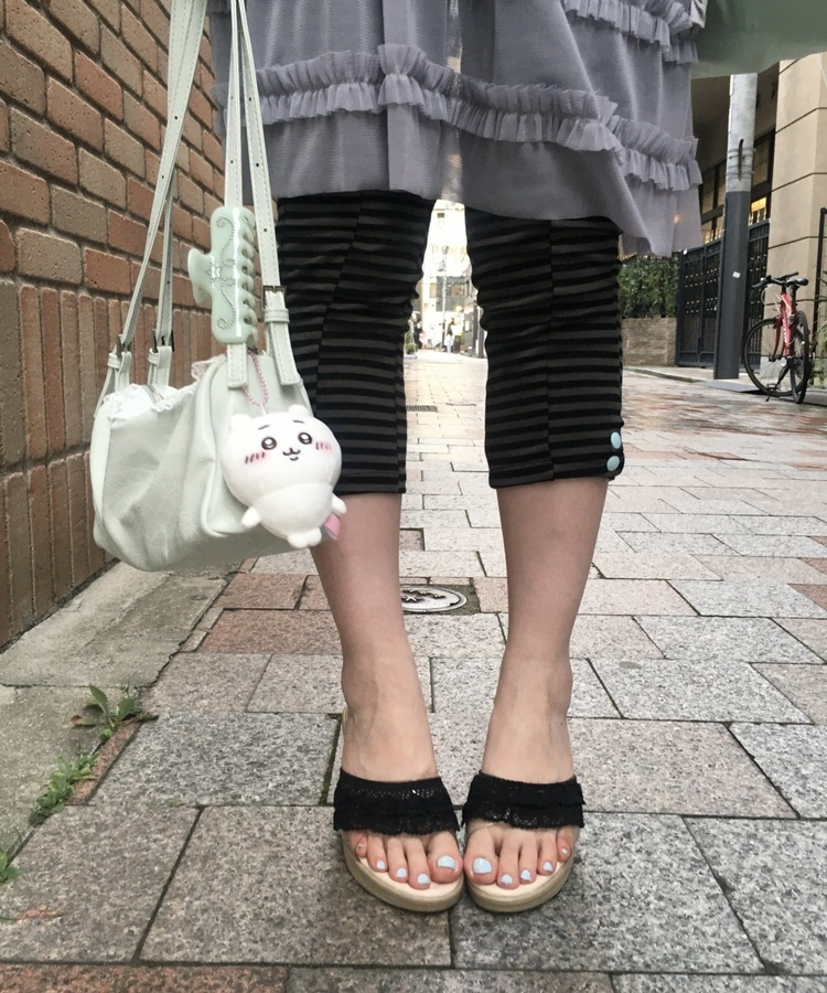 스트라이프 레깅스 팬츠 블랙