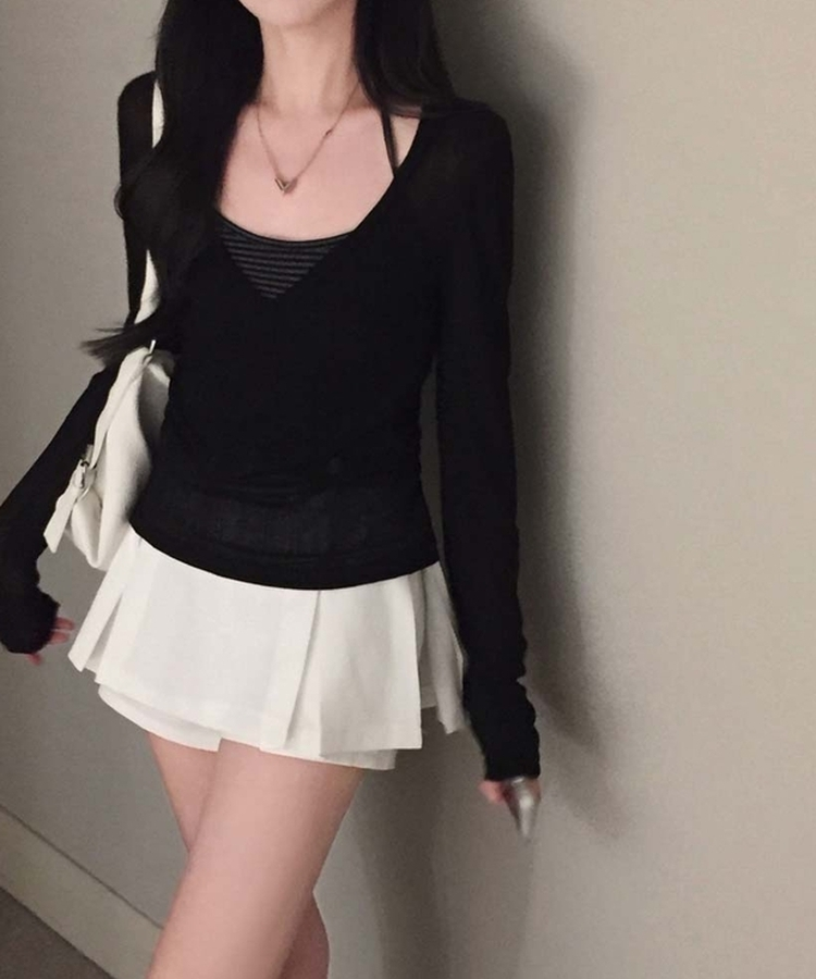 앞뒤가 다른 플리츠 디자인2텐더 A라인 플리츠 미니 치마바지 스커트 아이보리