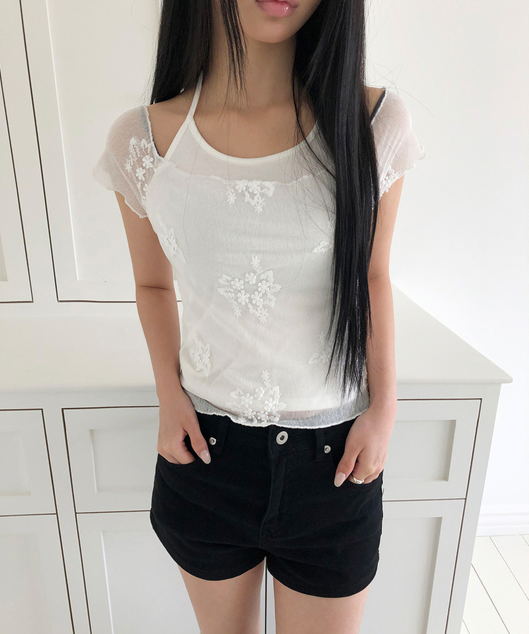 CHANEL キャミソール ホルターネック　シースルー SET】ホルターネックキャミソール シースルー半袖Tシャツ｜半袖Tシャツ
