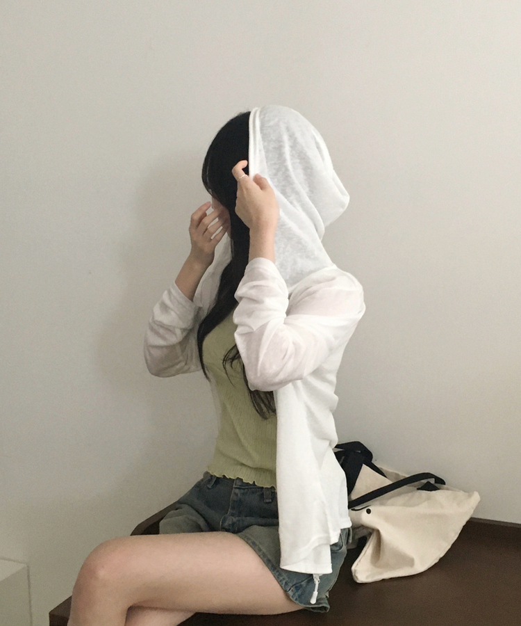 그린티 레이스 펀칭 랩 브이넥 나시 슬리브리스 3color 민트