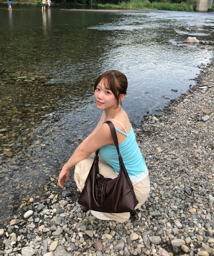 レースVネックスリムキャミソール AQUA BLUE