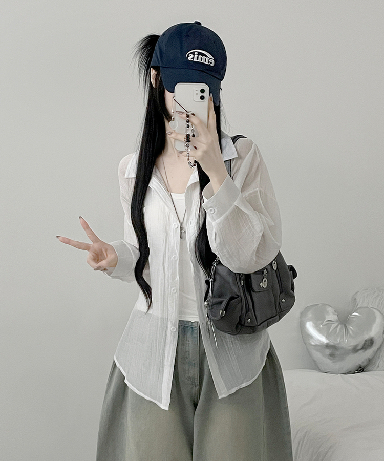 クールタッチシアーポケット長袖シャツ(5color)｜シャツ｜韓国