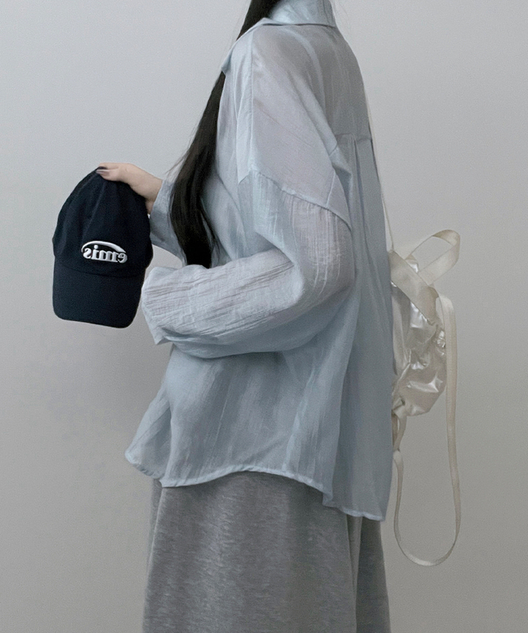 쿨아이스시스루포켓루즈핏긴팔셔츠남방 소라
