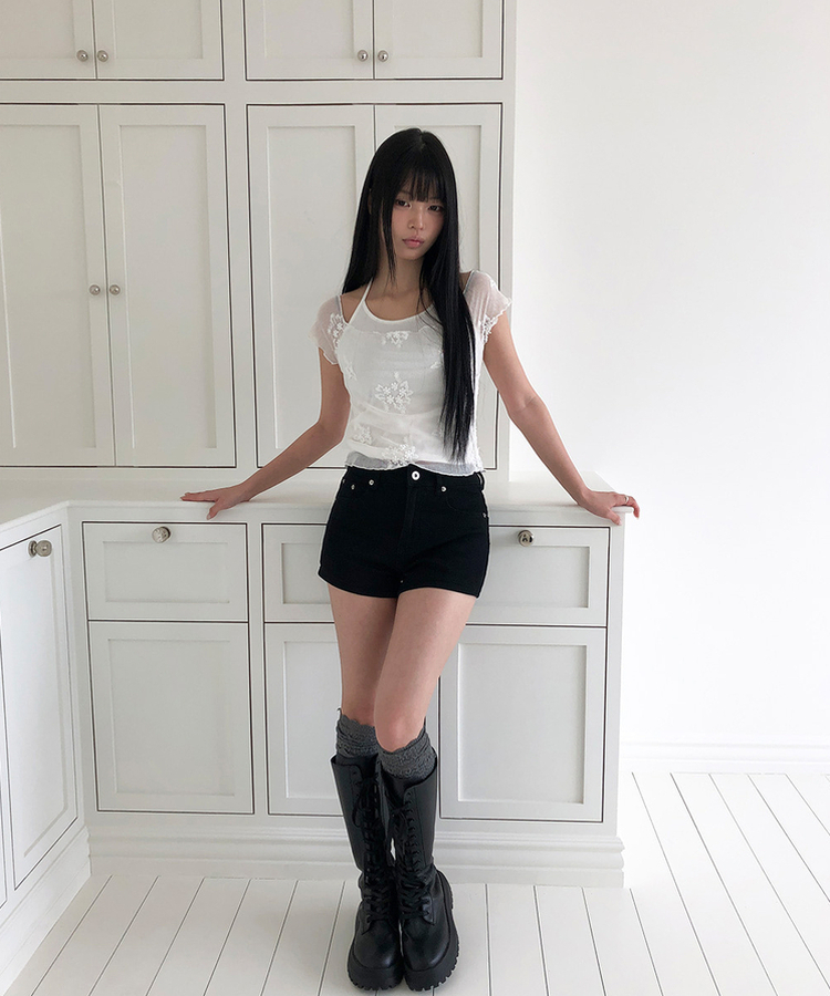 スタッズショートパンツ BLACK