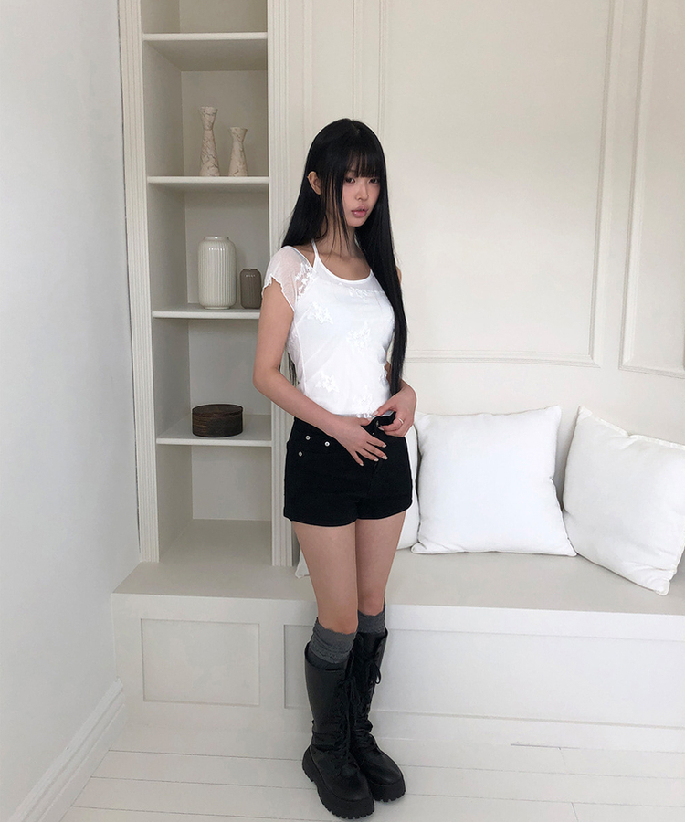 スタッズショートパンツ BLACK