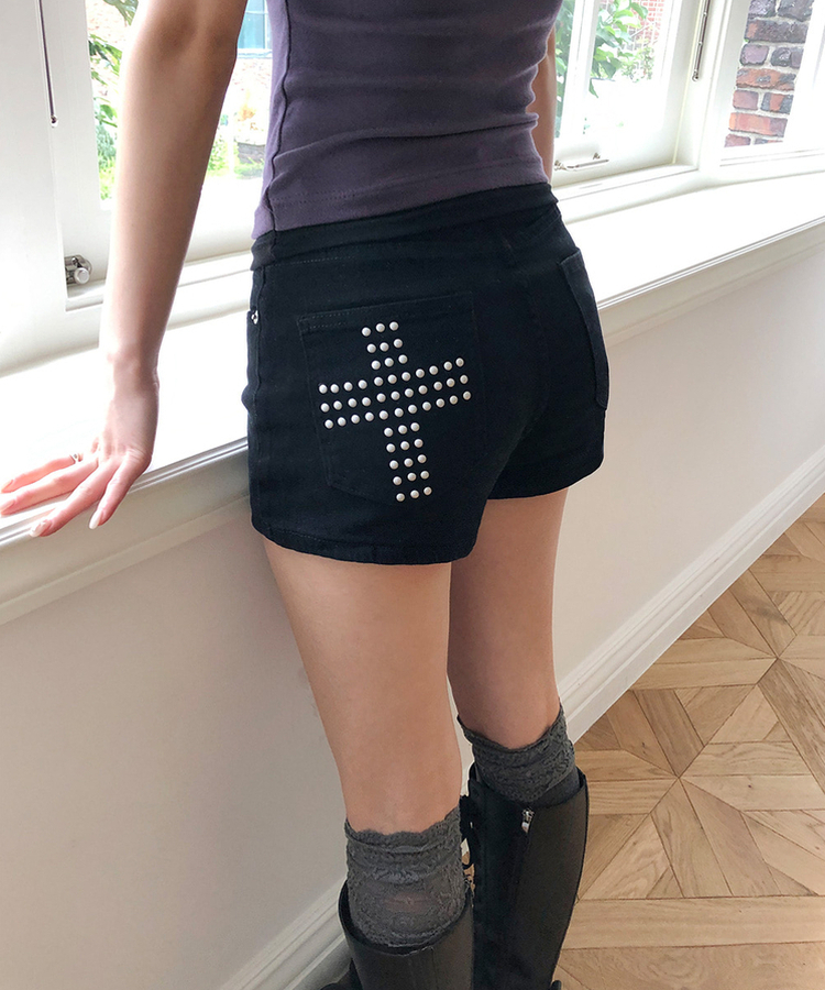 スタッズショートパンツ BLACK