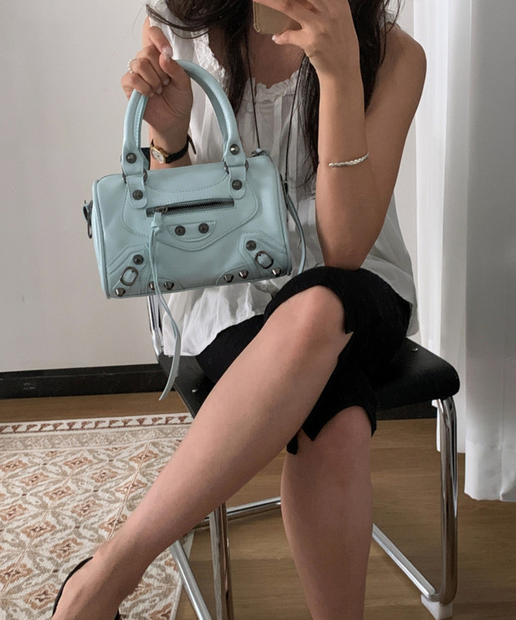 スタッズミニボストンバッグ(7color) SKY BLUE