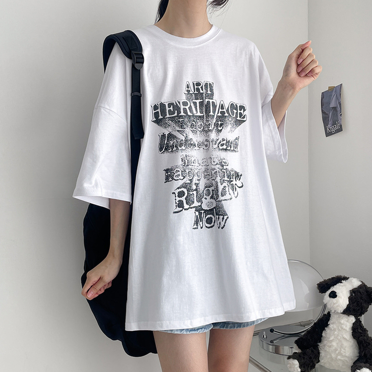 ヴィンテージレタリングオーバーサイズ半袖Tシャツ｜半袖Tシャツ｜韓国
