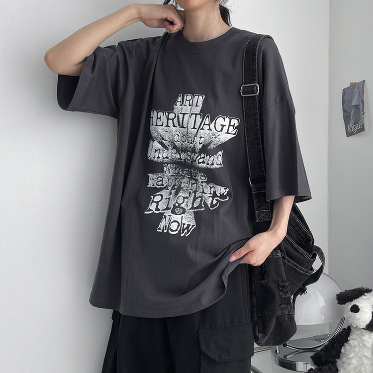 ヴィンテージレタリングオーバーサイズ半袖Tシャツ｜半袖Tシャツ｜韓国