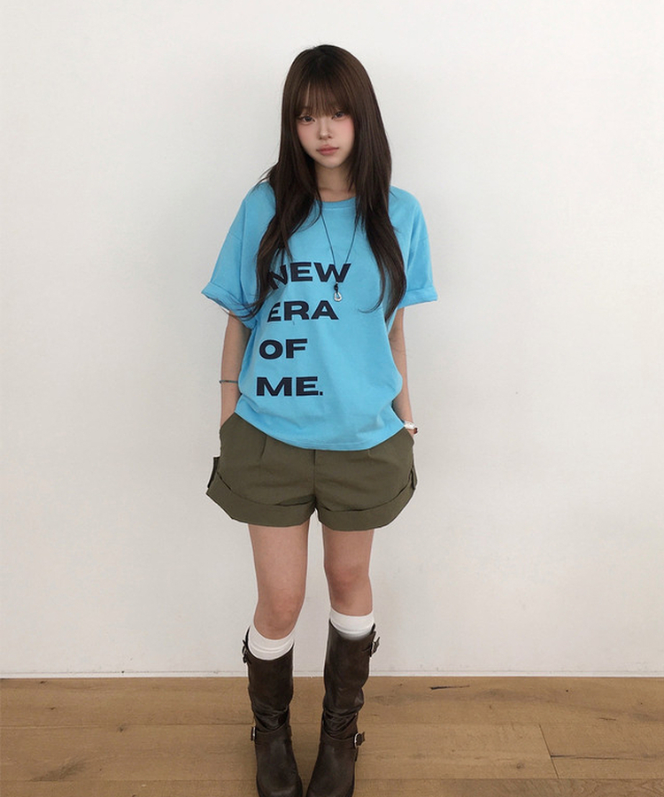 レタリングプリントルーズ半袖Tシャツ(5color) BLUE