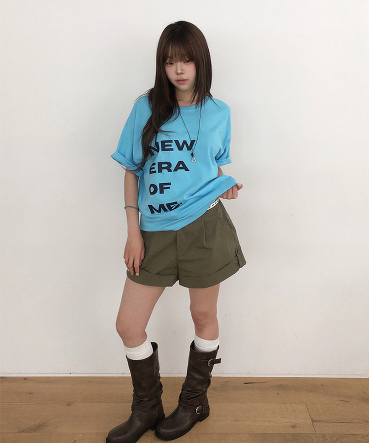 レタリングプリントルーズ半袖Tシャツ(5color) BLUE