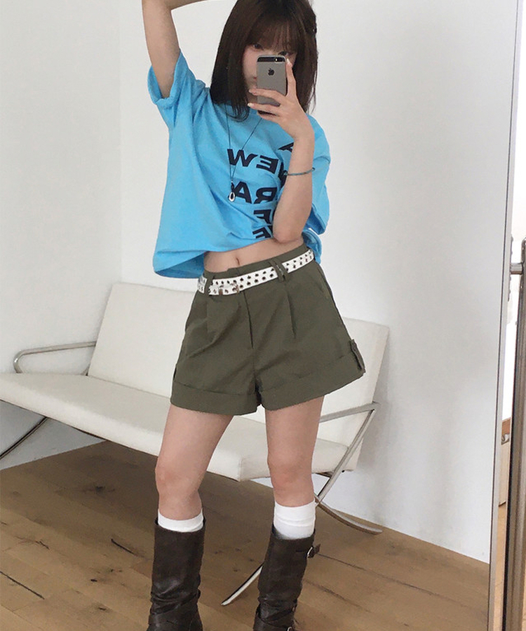 レタリングプリントルーズ半袖Tシャツ(5color) BLUE