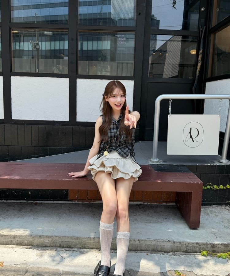 에스닉 체크 나시 블라우스 블랙