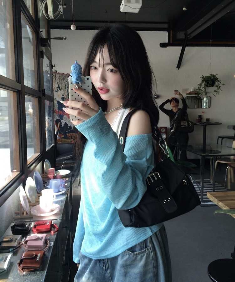 シースルーサマーニット SKY BLUE