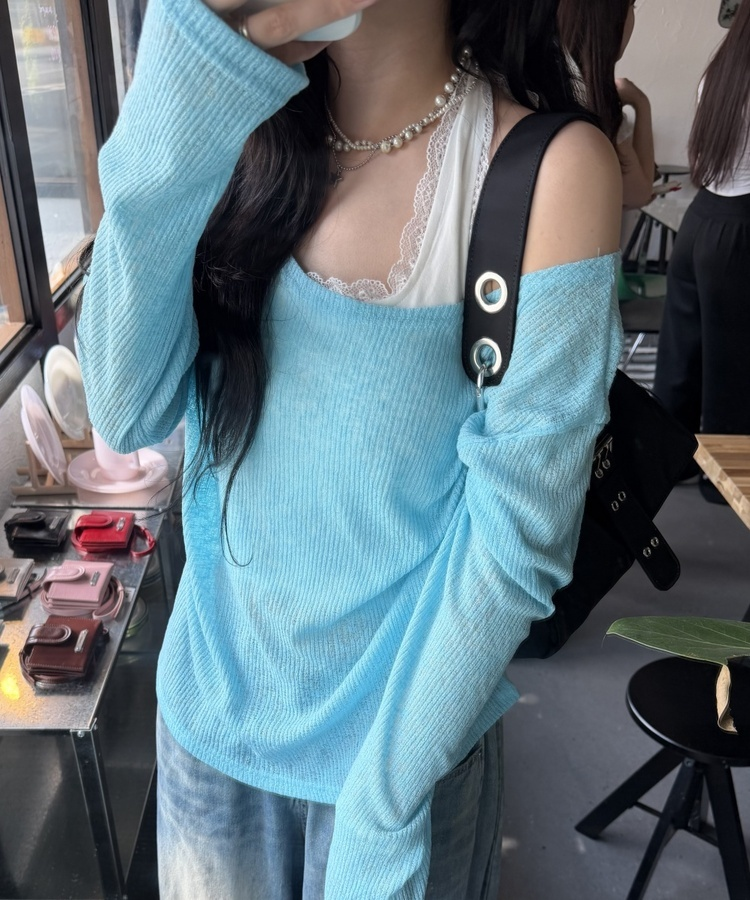 シースルーサマーニット SKY BLUE