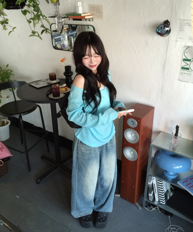 シースルーサマーニット SKY BLUE