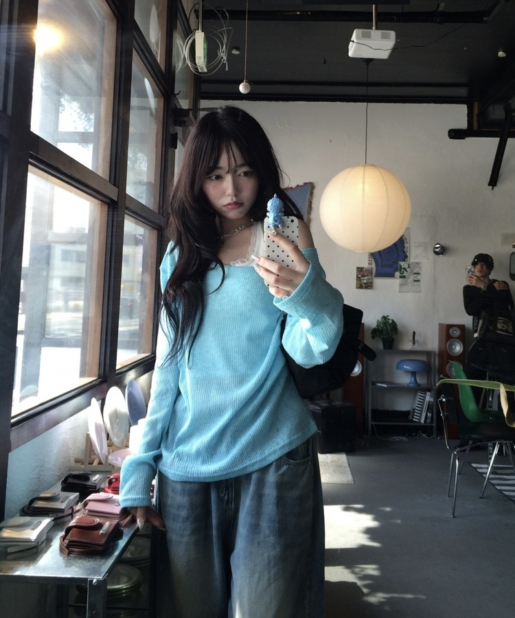 シースルーサマーニット SKY BLUE