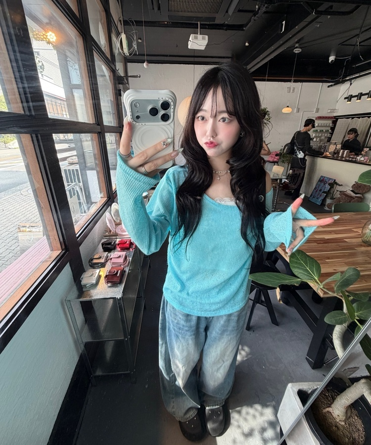 シースルーサマーニット SKY BLUE