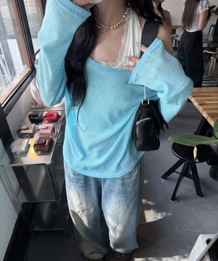 シースルーサマーニット SKY BLUE