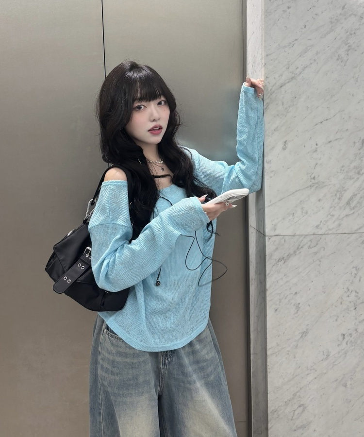 シースルーサマーニット SKY BLUE