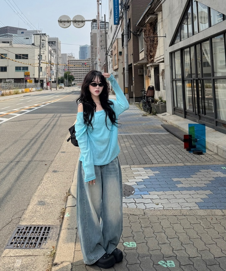シースルーサマーニット SKY BLUE