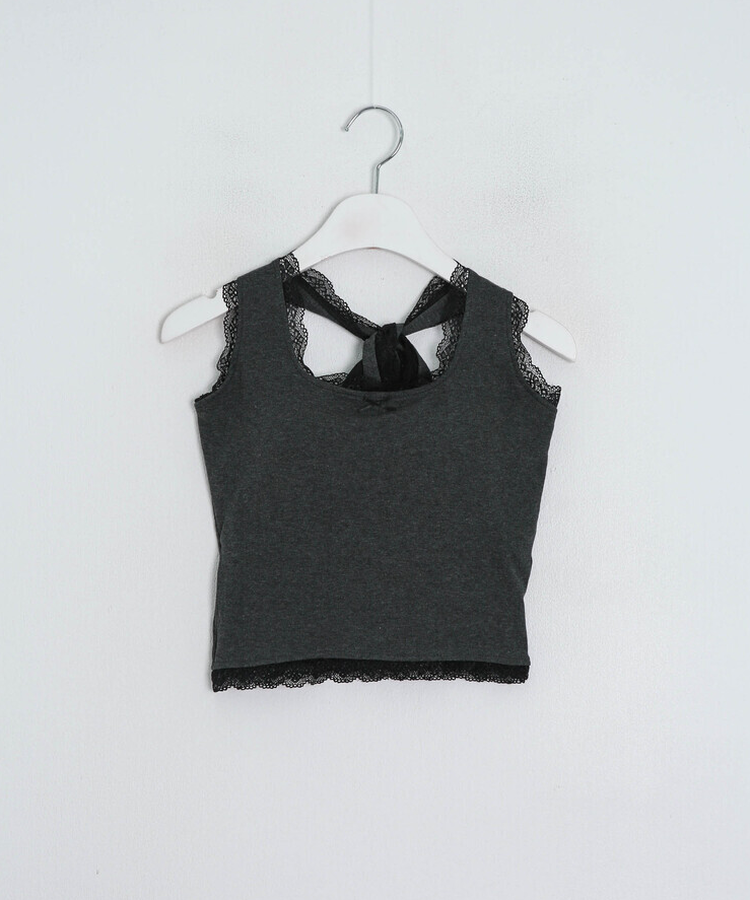 【カップ付き】チャーミングレースアップトップ
