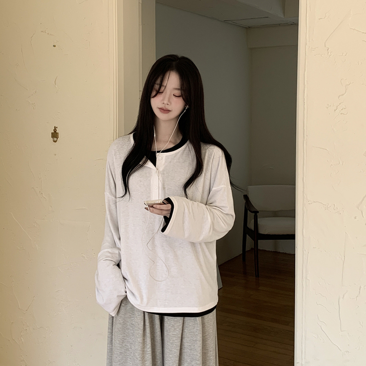 ヘンリーネックオーバーサイズ長袖Tシャツ｜長袖Tシャツ｜韓国
