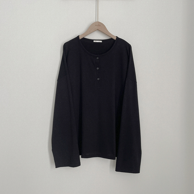 ヘンリーネックオーバーサイズ長袖Tシャツ｜長袖Tシャツ｜韓国